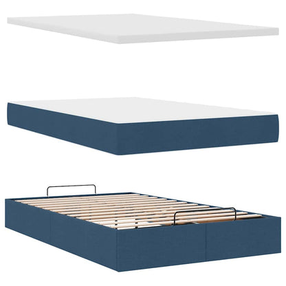 vidaXL Ottomane Bett mit Matratze & LEDs Blau 120x190 cm Stoff