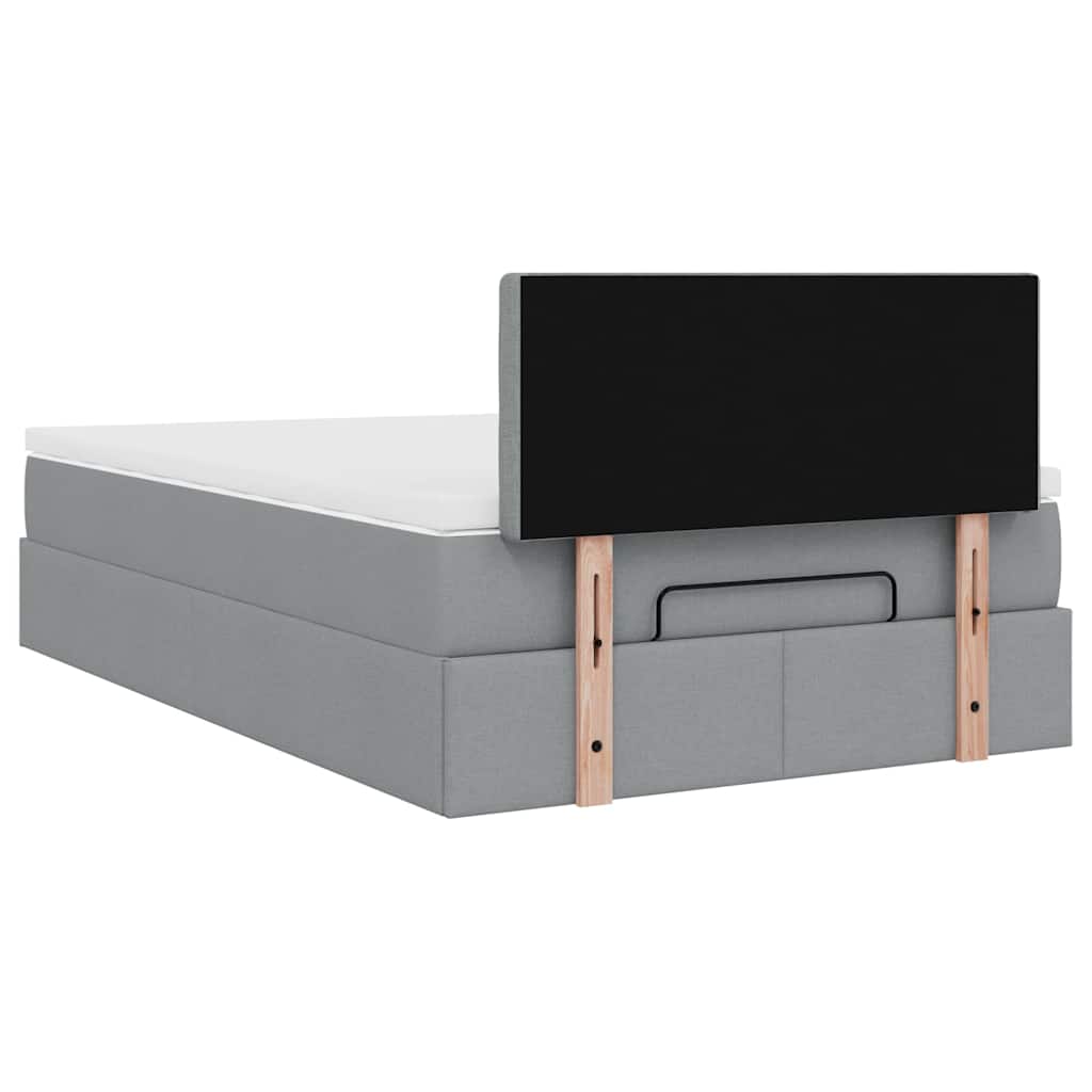 vidaXL Lit ottoman avec matelas et LED gris clair 120x200 cm Tissu