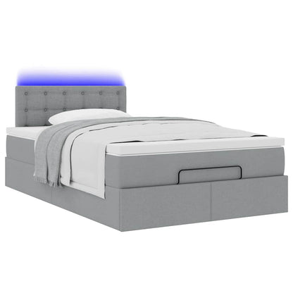 vidaXL Lit ottoman avec matelas et LED gris clair 120x200 cm Tissu
