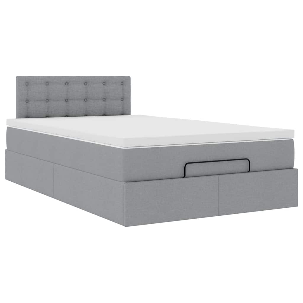vidaXL Lit ottoman avec matelas et LED gris clair 120x200 cm Tissu