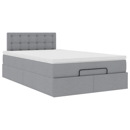 vidaXL Lit ottoman avec matelas et LED gris clair 120x200 cm Tissu