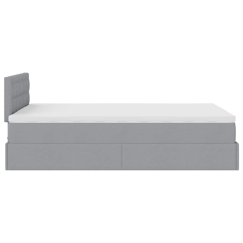 vidaXL Lit ottoman avec matelas et LED gris clair 120x200 cm Tissu