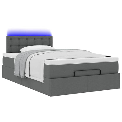 vidaXL Ottomane Bett mit Matratze & LEDs Dunkelgrau 120x200 cm Stoff