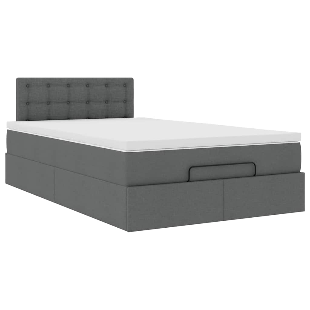 vidaXL Ottomane Bett mit Matratze & LEDs Dunkelgrau 120x200 cm Stoff