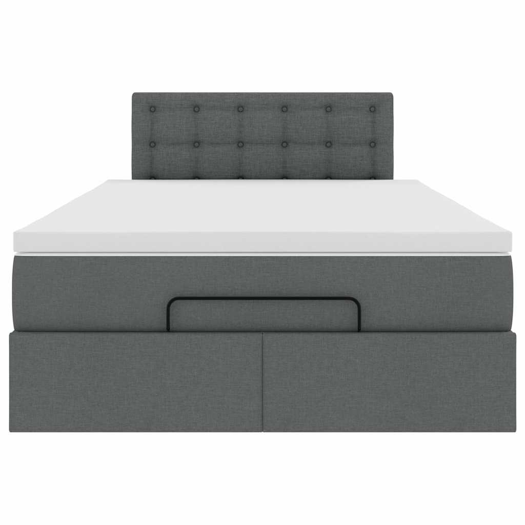 vidaXL Ottomane Bett mit Matratze & LEDs Dunkelgrau 120x200 cm Stoff