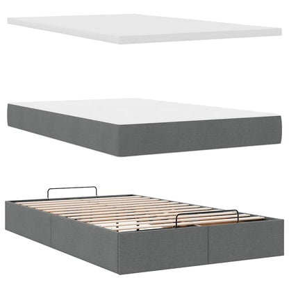 vidaXL Ottomane Bett mit Matratze & LEDs Dunkelgrau 120x200 cm Stoff