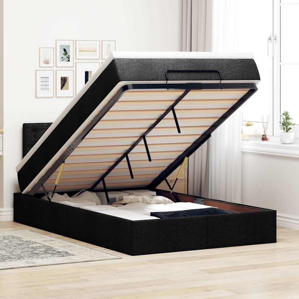 vidaXL Lit ottoman avec matelas et LED Noir 120x200 cm Tissu