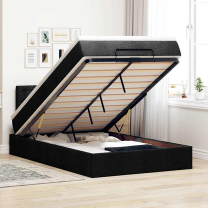 vidaXL Lit ottoman avec matelas et LED Noir 120x200 cm Tissu