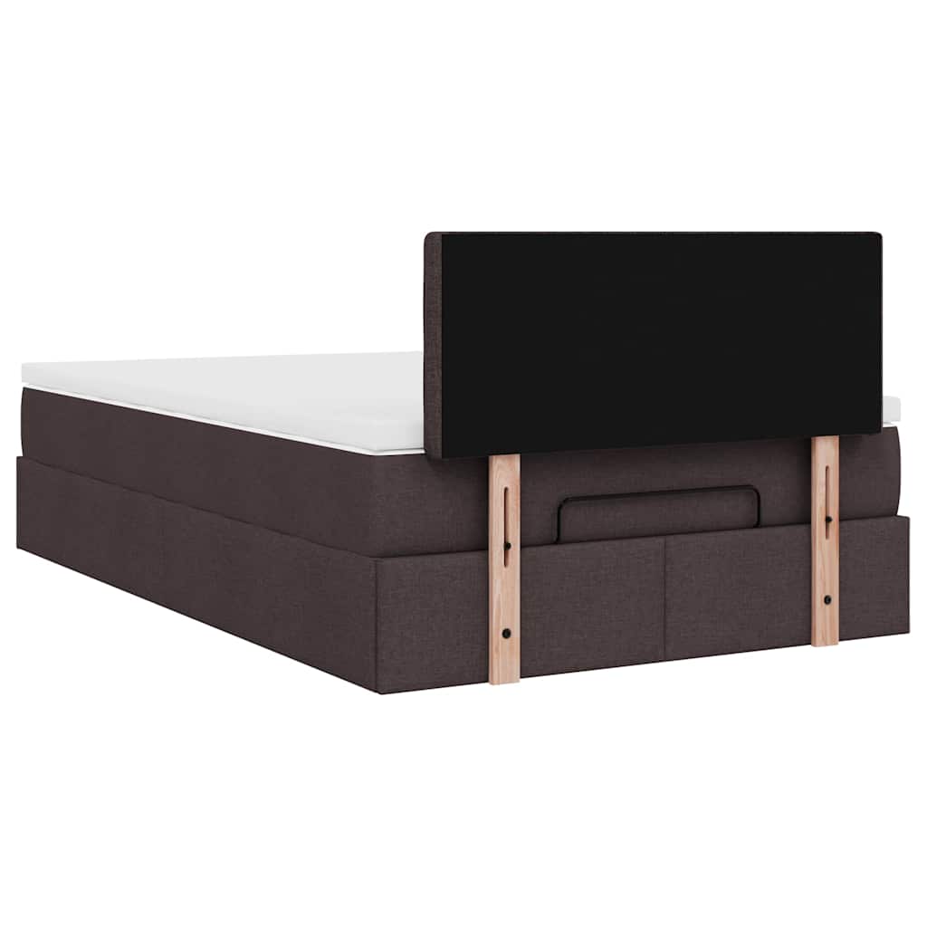 vidaXL Ottoman-Bett mit Matratze & LEDs Dunkelbraun 120x200 cm Stoff