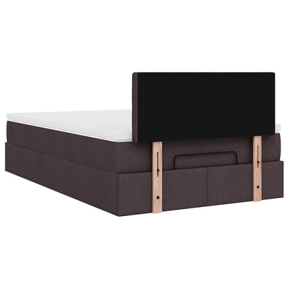 vidaXL Ottoman-Bett mit Matratze & LEDs Dunkelbraun 120x200 cm Stoff