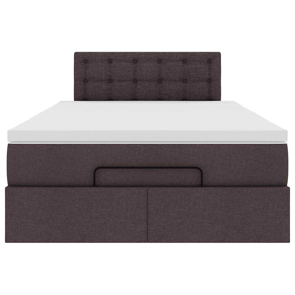 vidaXL Ottoman-Bett mit Matratze & LEDs Dunkelbraun 120x200 cm Stoff