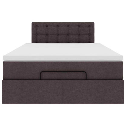 vidaXL Ottoman-Bett mit Matratze & LEDs Dunkelbraun 120x200 cm Stoff