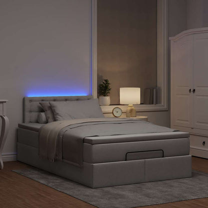 Ottoman-Bett mit Matratze & LEDs Taupe 120x200 cm Stoff