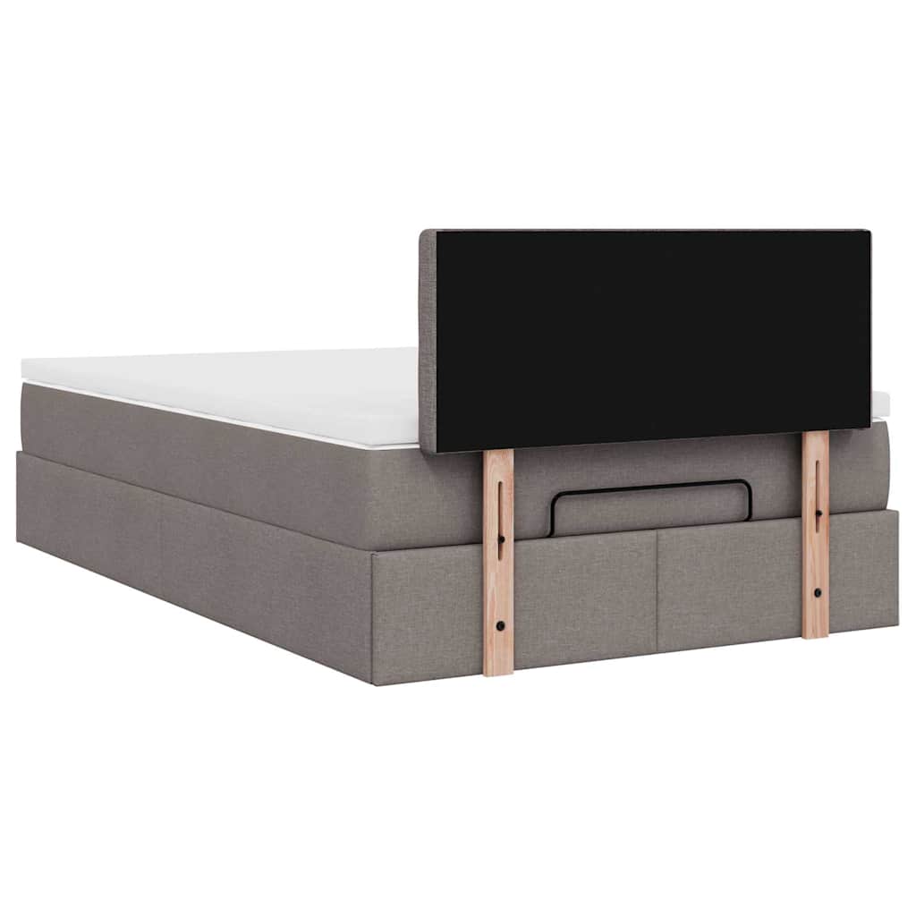 vidaXL Ottoman-Bett mit Matratze & LEDs Taupe 120x200 cm Stoff