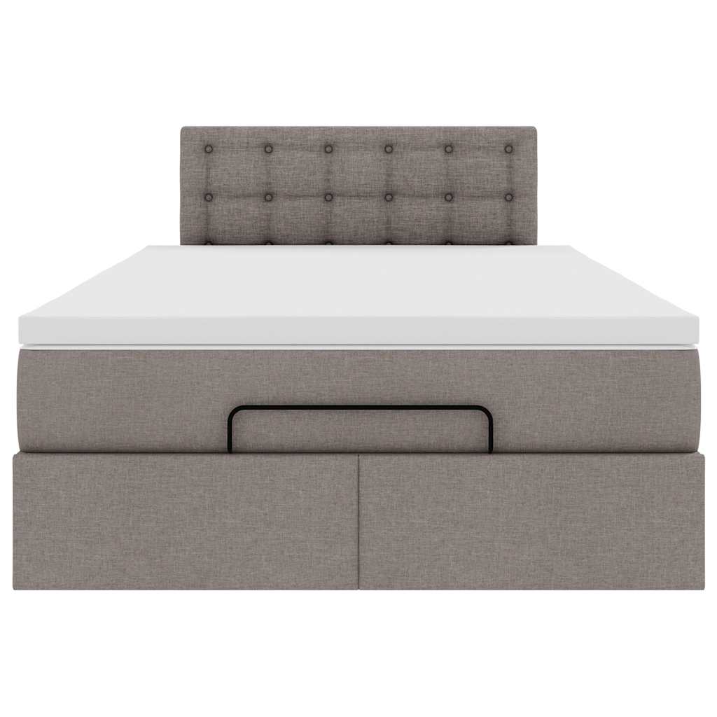 Ottoman-Bett mit Matratze & LEDs Taupe 120x200 cm Stoff