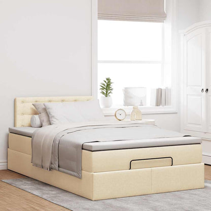 vidaXL Ottoman-Bett mit Matratze & LEDs Creme 120x200 cm Stoff