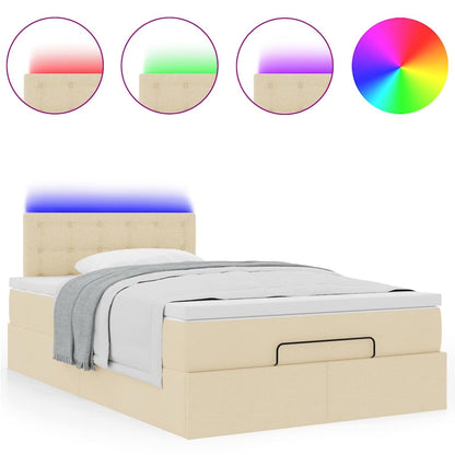 vidaXL Ottoman-Bett mit Matratze & LEDs Creme 120x200 cm Stoff