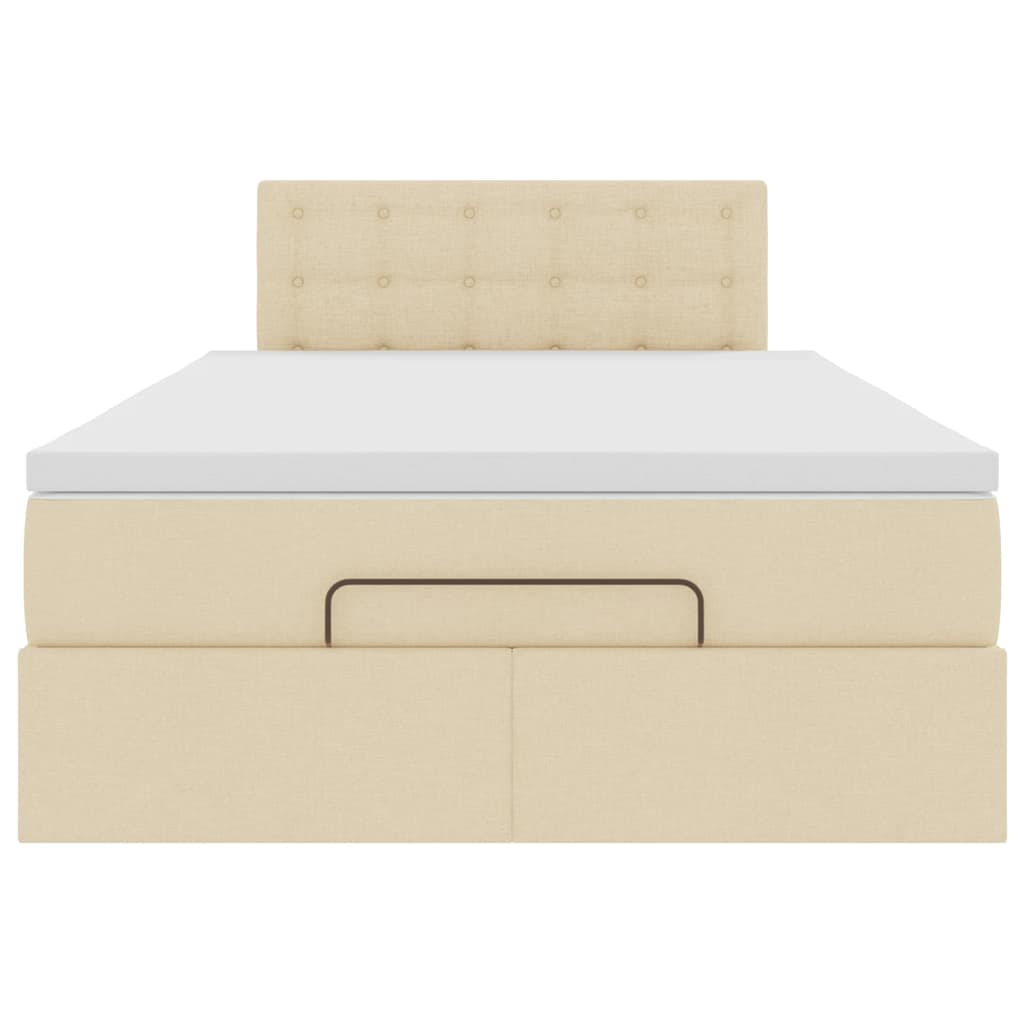 vidaXL Ottoman-Bett mit Matratze & LEDs Creme 120x200 cm Stoff