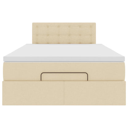 vidaXL Ottoman-Bett mit Matratze & LEDs Creme 120x200 cm Stoff