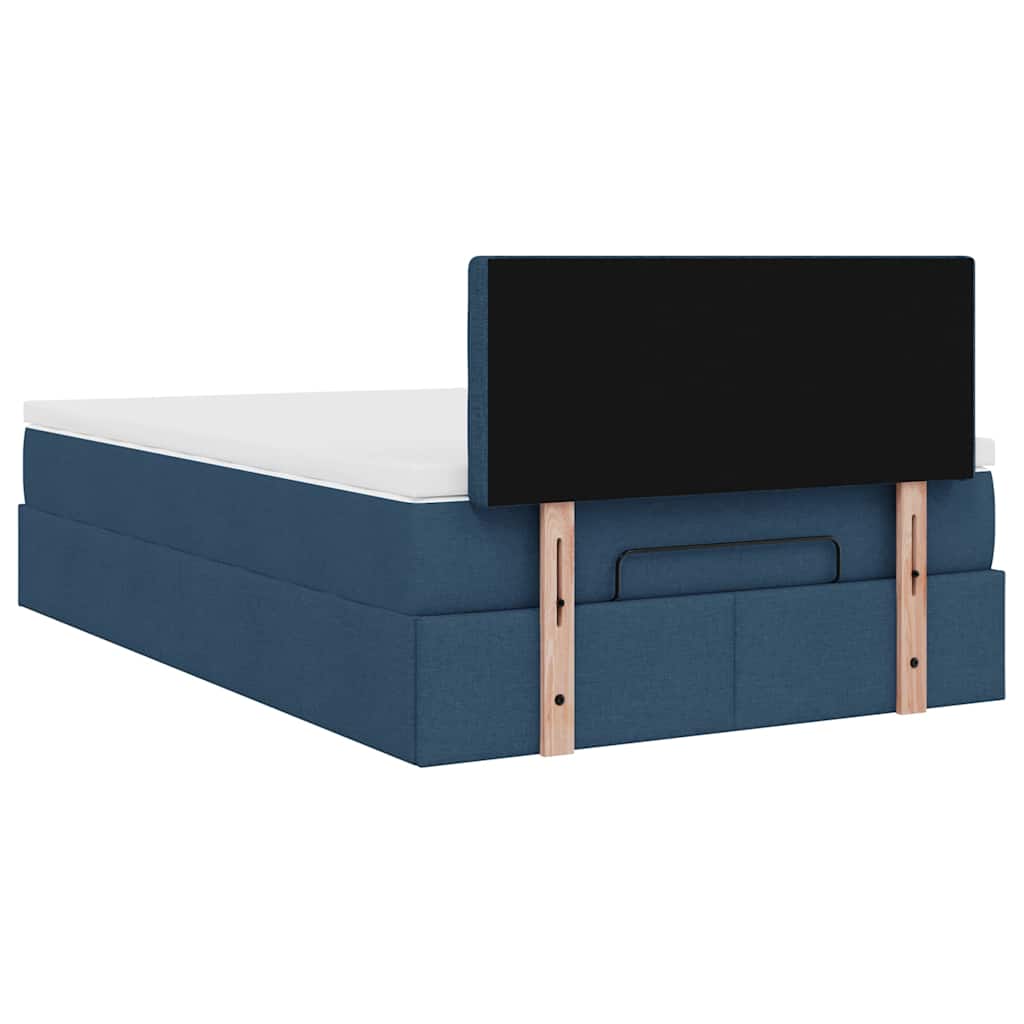 vidaXL Lit ottoman avec matelas et LED bleu 120x200 cm Tissu