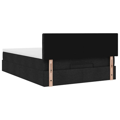 vidaXL Ottomane Bett mit Matratze & LEDs Schwarz 140x190 cm Stoff