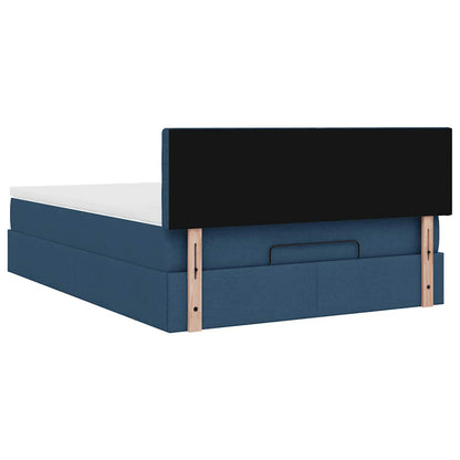 vidaXL Ottomane Bett mit Matratze & LEDs Blau 140x190 cm Stoff