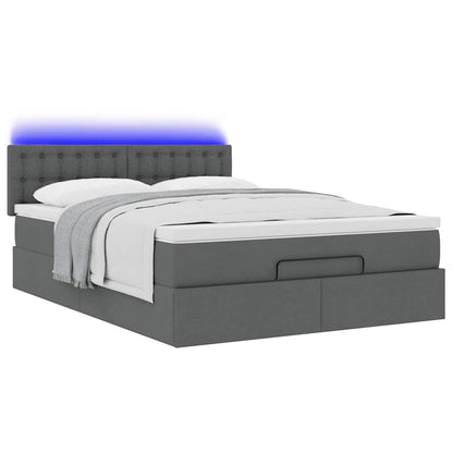 vidaXL Lit ottoman avec matelas et LED gris foncé 140x200 cm Tissu