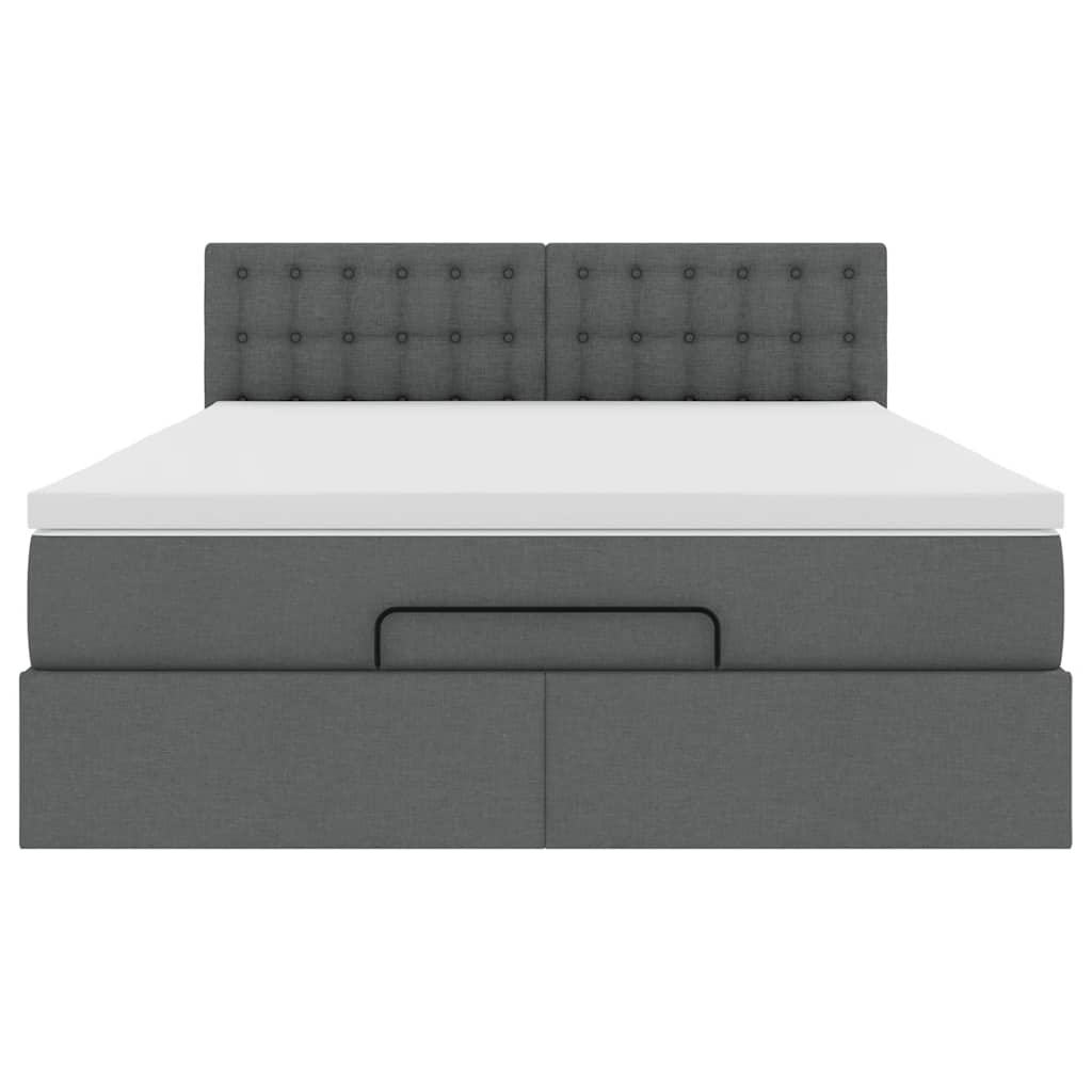vidaXL Lit ottoman avec matelas et LED gris foncé 140x200 cm Tissu
