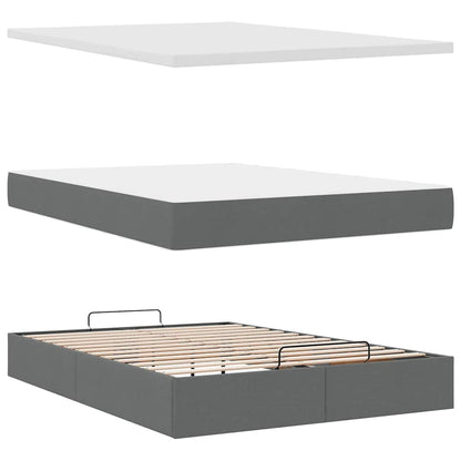 vidaXL Lit ottoman avec matelas et LED gris foncé 140x200 cm Tissu