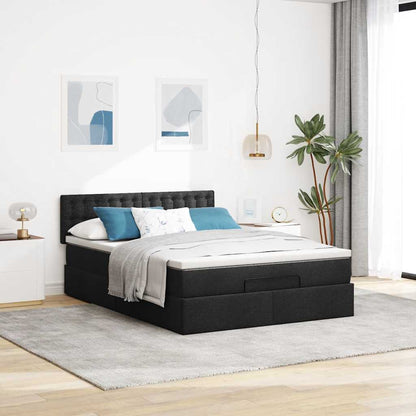 vidaXL Ottomane Bett mit Matratze & LEDs Schwarz 140x200 cm Stoff