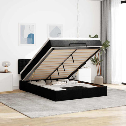 vidaXL Ottomane Bett mit Matratze & LEDs Schwarz 140x200 cm Stoff