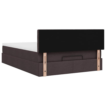 vidaXL Ottoman-Bett mit Matratze & LEDs Dunkelbraun 140x200 cm Stoff
