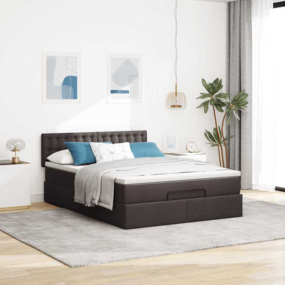 vidaXL Ottoman-Bett mit Matratze & LEDs Dunkelbraun 140x200 cm Stoff