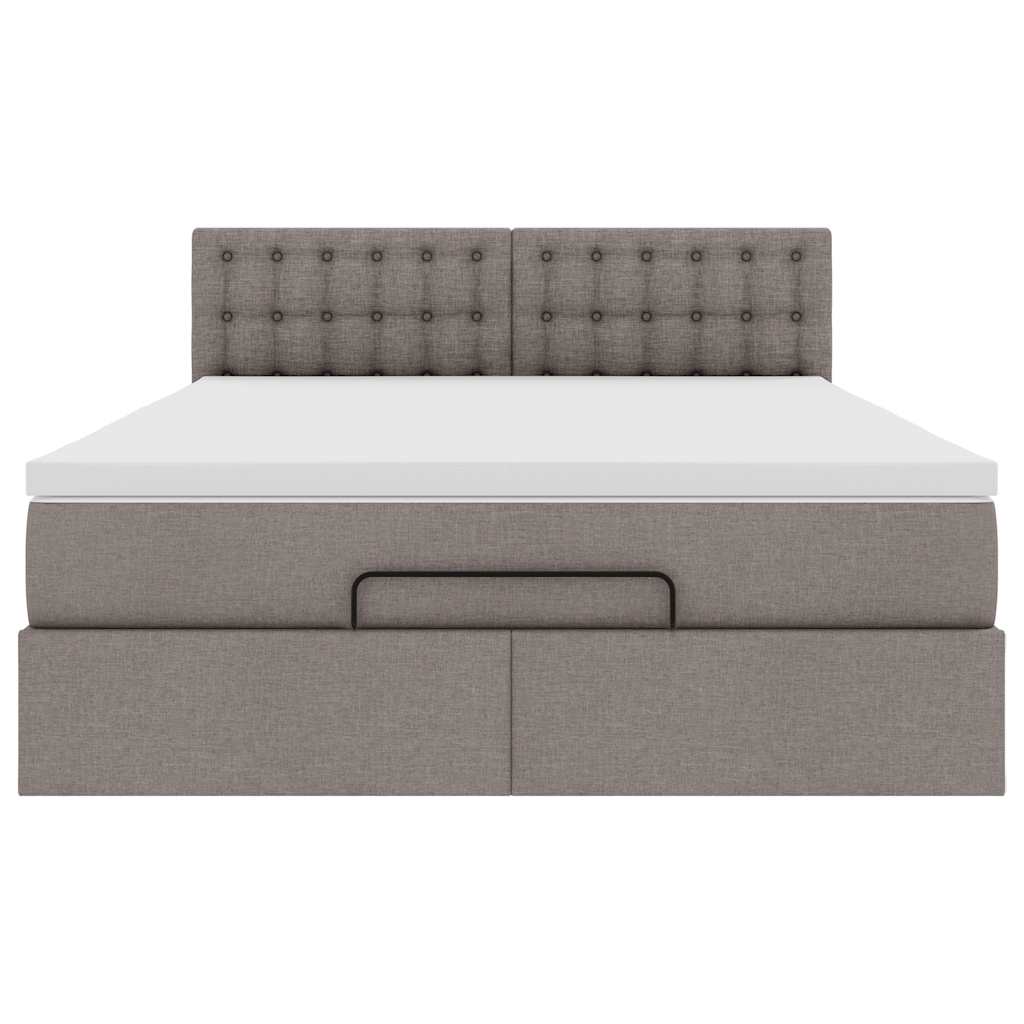 vidaXL Ottomane Bett mit Matratze & LEDs Taupe 140x200 cm Stoff