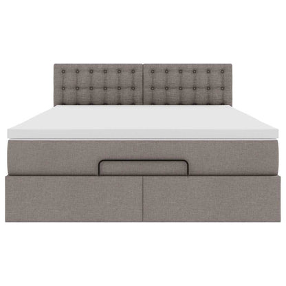 vidaXL Ottomane Bett mit Matratze & LEDs Taupe 140x200 cm Stoff