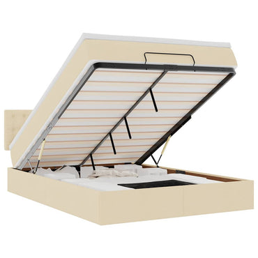 vidaXL Lit ottoman avec matelas et LED Crème 140x200 cm Tissu