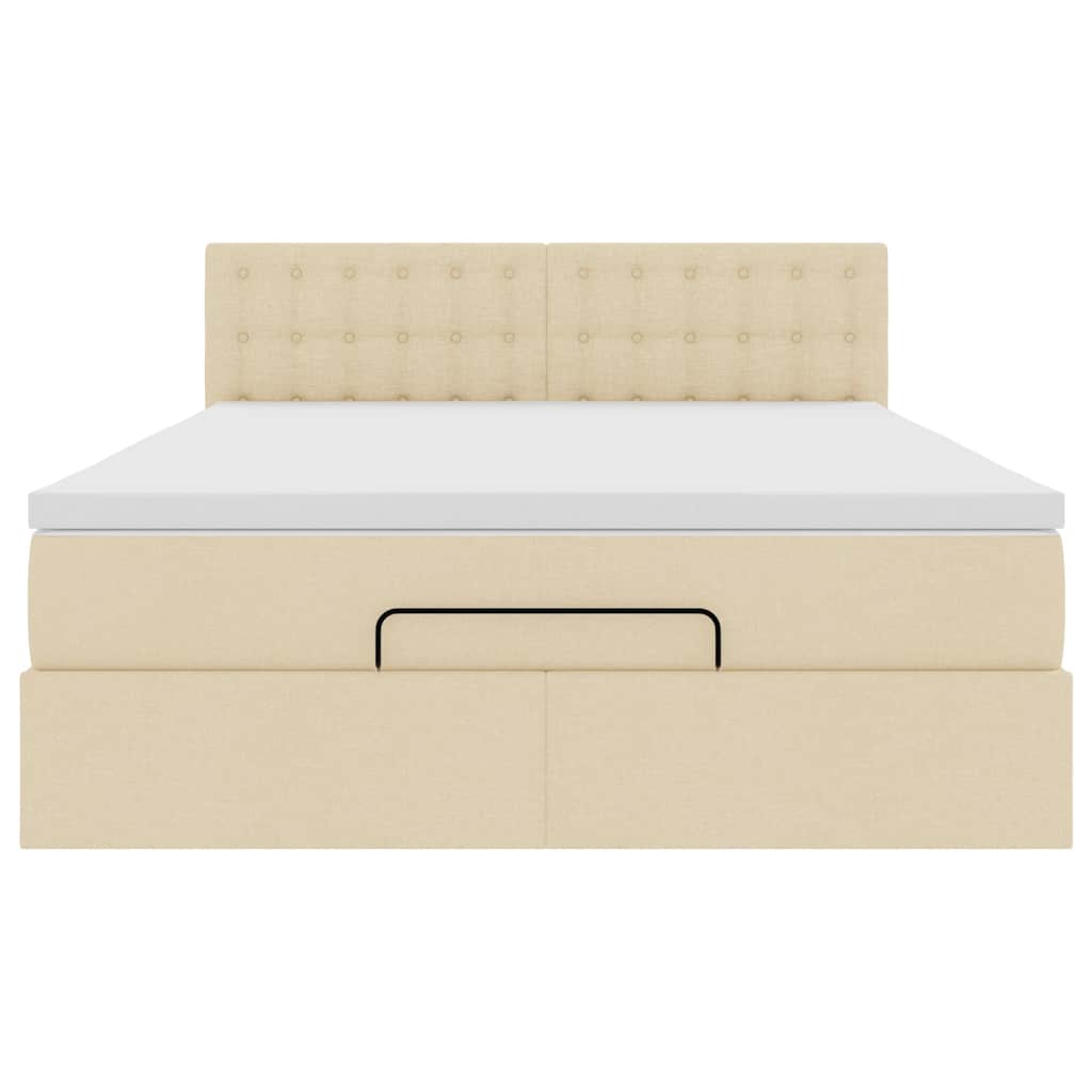 vidaXL Lit ottoman avec matelas et LED Crème 140x200 cm Tissu