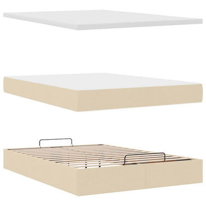 vidaXL Lit ottoman avec matelas et LED Crème 140x200 cm Tissu