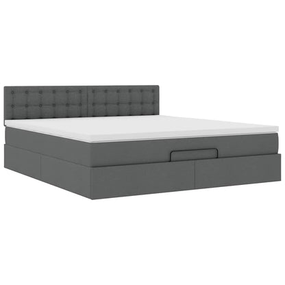 vidaXL Ottoman-Bett mit Matratze & LEDs Dunkelgrau 160x200 cm Stoff