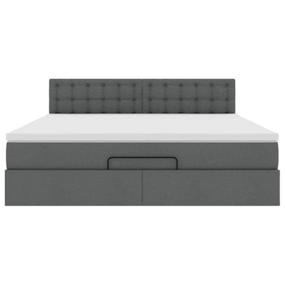 vidaXL Ottoman-Bett mit Matratze & LEDs Dunkelgrau 160x200 cm Stoff