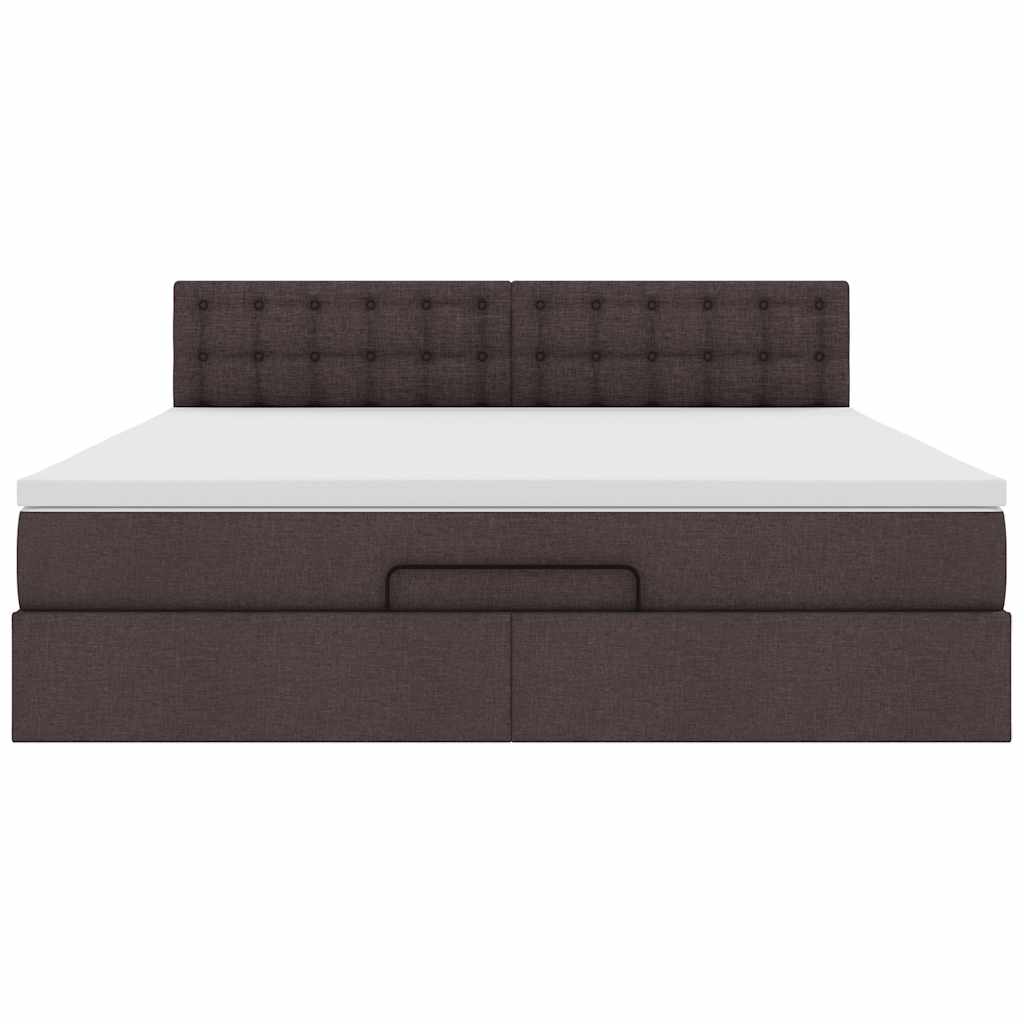 vidaXL Ottoman-Bett mit Matratze & LEDs Dunkelbraun 160x200 cm Stoff