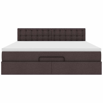 vidaXL Ottoman-Bett mit Matratze & LEDs Dunkelbraun 160x200 cm Stoff