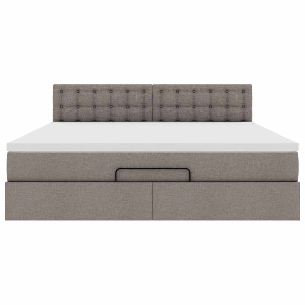 Ottoman-Bett mit Matratze & LEDs Taupe 160x200 cm Stoff