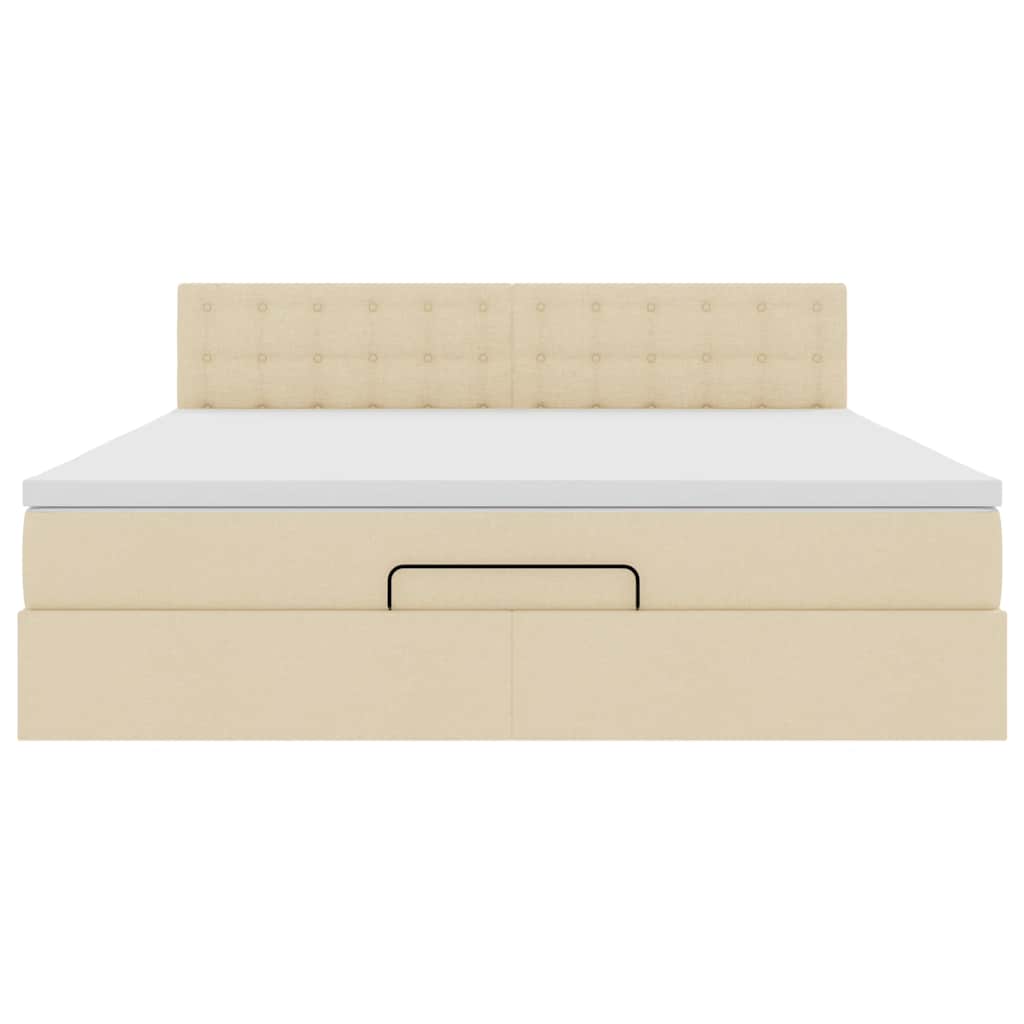 vidaXL Ottoman-Bett mit Matratze & LEDs Creme 160x200 cm Stoff