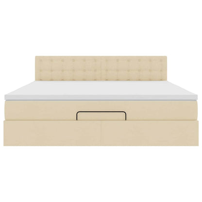 vidaXL Ottoman-Bett mit Matratze & LEDs Creme 160x200 cm Stoff