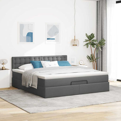 vidaXL Lit ottoman avec matelas et LED gris foncé 180x200 cm Tissu