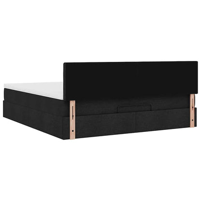 vidaXL Ottomane Bett mit Matratze & LEDs Schwarz 180x200 cm Stoff