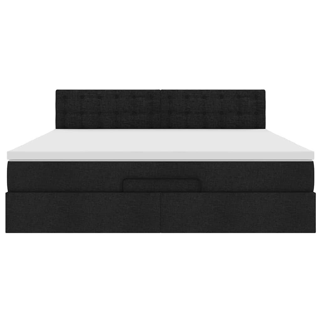 vidaXL Ottomane Bett mit Matratze & LEDs Schwarz 180x200 cm Stoff
