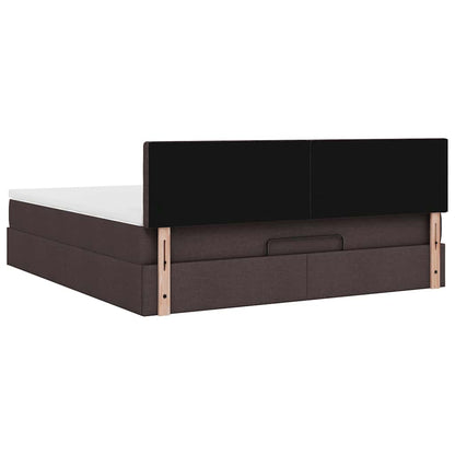 vidaXL Ottomane Bett mit Matratze & LEDs Dunkelbraun 180x200 cm Stoff