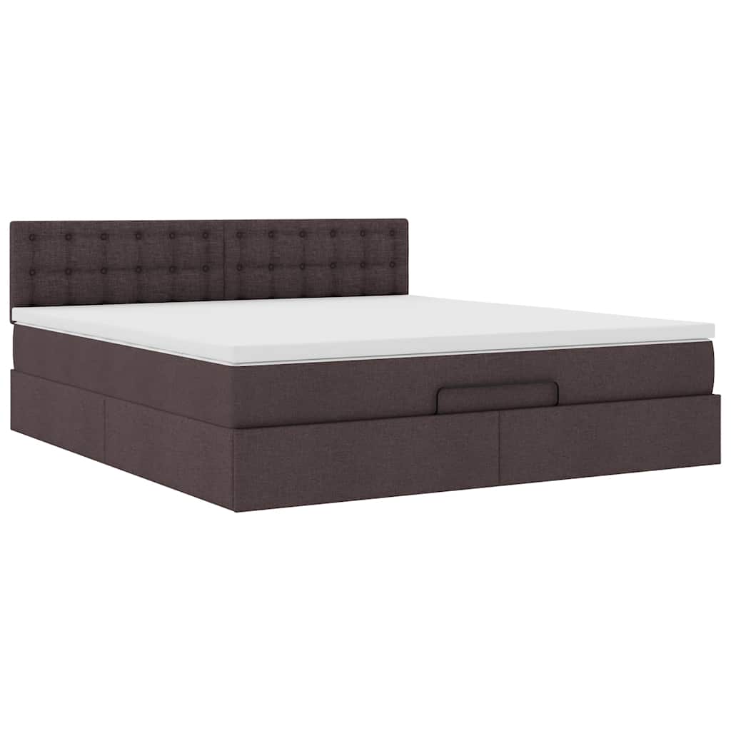 vidaXL Ottomane Bett mit Matratze & LEDs Dunkelbraun 180x200 cm Stoff